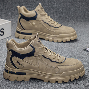 Thick Soled Trendy Mens <b>Shoes</b> British Style Sports Casual <b>Shoes</b> Outdoor Anti Slip Flat Sole <b>Comfortable</b> Breathable <b>Work</b> Boots - Product Image 1