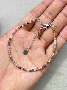 Pulsera de Turmalina Sandía, Joyería Delicada con Piedras Preciosas, Cuentas Microfacetadas, Pulsera de Cristal, Joyería Minimalista, Pequeñas Piedras Preciosas - Product Image 6