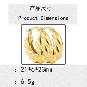 ต่างหูห่วงทอง ดีไซน์บิดเกลียว รูปตัวยู เครื่องประดับแฟชั่นกวางโจว 19048 - Product Image 4