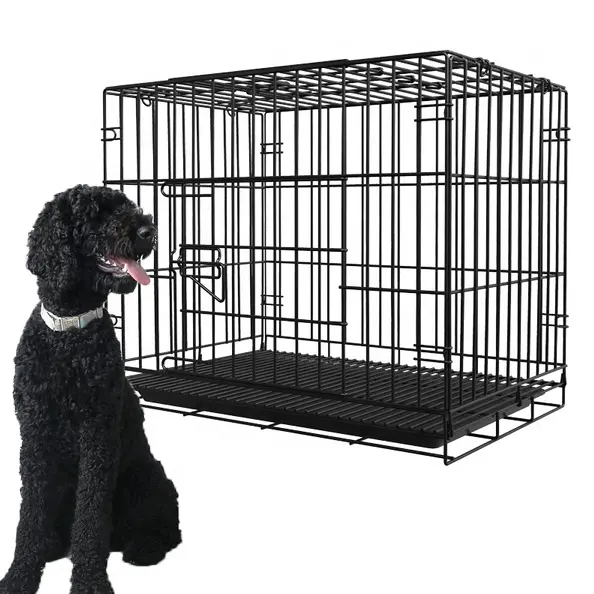 DIVTOP Outdoor High Quality Animals Folding Crates Heavy Duty Stainless Aluminum Lock Wheel Tray Metal Kennels Large Dog Cages.