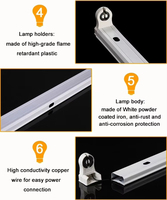 Support de lampe Led Fluorescent, Double G13, 1 pièce, monté en Surface, luminaire d'intérieur, fixation à Tube T8, 2 pieds, 3 pieds, 5 pieds