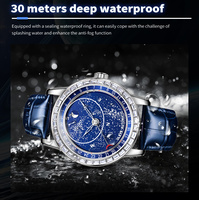 Olevs 9923 Bleu Montre Automatique Hommes Mode Bracelet En Cuir Reloj Montre Phase De Lune Auto Date Mécanique Unique Cadran Design Montres