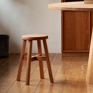 Minimalist Modern Thickened <b>Round</b> Solid Wood Stackable Dining <b>Stool</b> Home Furnishings - Product Image 1