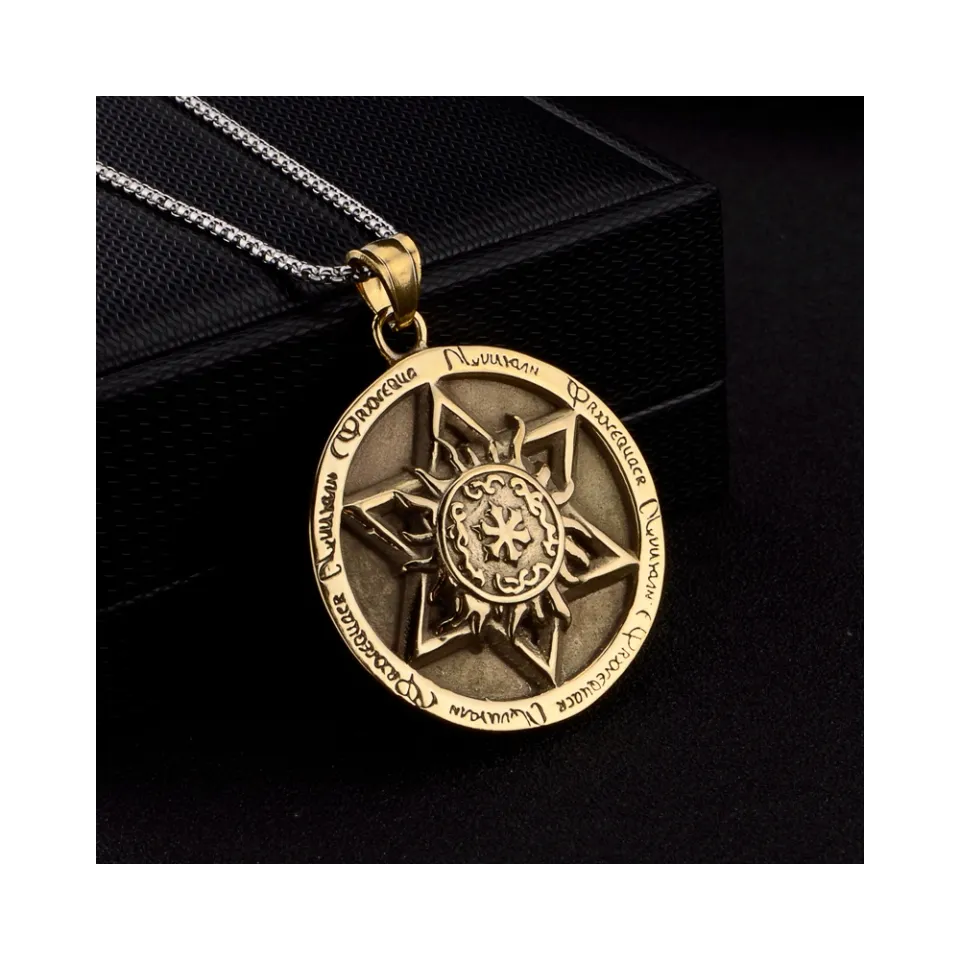 HP Hexagram golden sun vintage pendant sunflower hexagram pendant for jewelry making neck hiphop men pendant