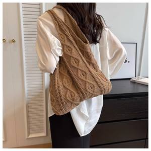 Wholesale New Retro <b>Knitted</b> Handmade <b>Knitted</b> Tote <b>Bag</b> Versatile Shoulder <b>Bags</b> Women Shopping <b>Bag</b> - Product Image 1