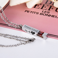 Urne de crémation en cristal Bijoux Cube Collier de cendres commémoratives Pendentif Souvenir-Série de pierres de naissance en argent