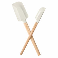 Spatule de cuisine en silicone à bords doux avec manche en bois, outil de cuisine pour mélanger les salades, étaler le pain grillé et faire cuire