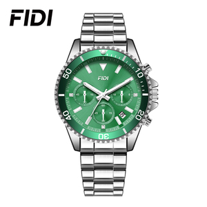 นาฬิกาควอตซ์โครโนกราฟผู้ชาย FIDI ขายส่ง รับผลิตตามแบบ OEM พร้อมโลโก้ กันน้ำ 3ATM ตัวเรือนสแตนเลสสตีล นาฬิกาข้อมือสำหรับผู้ชายสไตล์ธุรกิจและกีฬา - Product Image 1