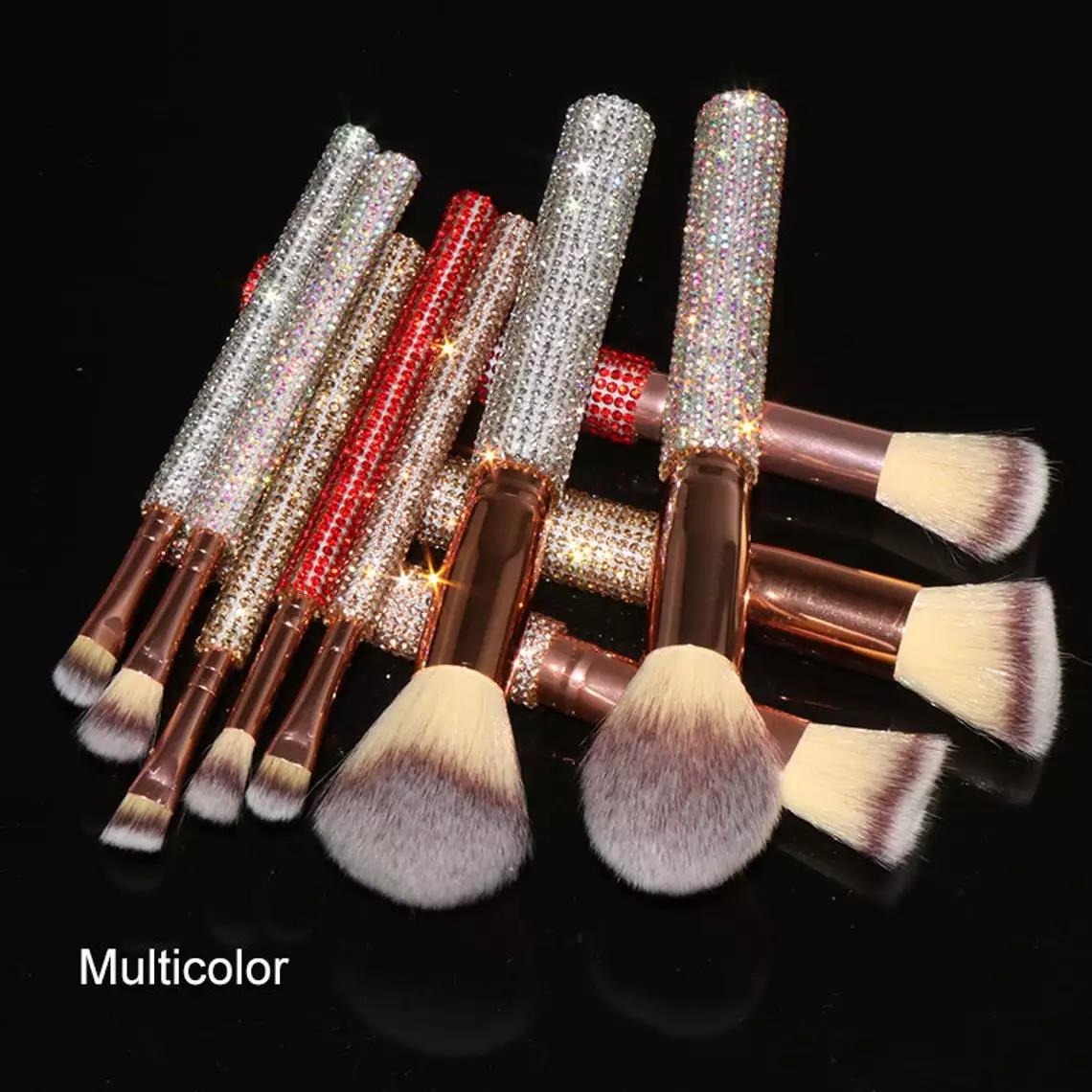 2021 Bán Buôn Chất Lượng Chủ Tùy Chỉnh Rhinestone Makeup Brushes Nhãn Hiệu Riêng Makeup Brush Set Bling OEM Makeup Brushes Nhà Cung Cấp