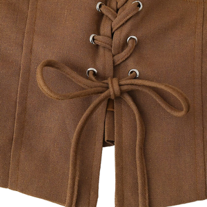 <span class=keywords><strong>เสื้อกั๊ก</strong></span>คอวีผูกเชือกสไตล์ฝรั่งเศสสำหรับผู้<span class=keywords><strong>หญิง</strong></span> รุ่นใหม่ประจำฤดูร้อน ทรงเข้ารูป สไตล์คาวบอย คาวเกิร์ล ฮิปปี้ - Product Image 2