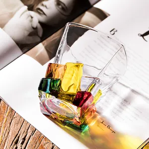 Креативная стеклянная чашка для ликера, чашка для питья, стеклянная чашка для камня, чашка для виски для коктейлей, хрустальные очки, цветное стекло для виски