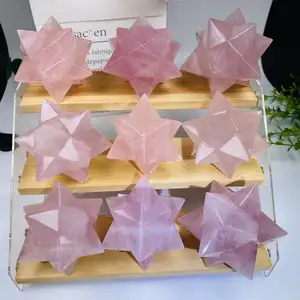 7 cm Rose Quartz Merkaba Stars Natural Healing Gemstone Crystal Stars For Decoration