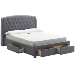 Modern Velvet Tufted Storage <strong>Double</strong> <strong>Low</strong> Profile <strong>Bed</strong> with High Quality Wooden Frame for Small Spaces Luxury Bedroom Design - Product Image 2