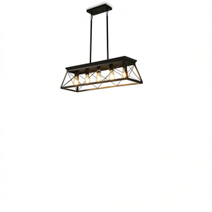 Lustre suspendu industriel moderne en fer forgé noir de 32 pouces à 5 lumières, réglable, pour salle à manger et salon - Product Image 1