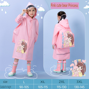 Dễ thương phim hoạt hình khủng long Áo mưa cho trẻ em không thấm nước dài cổ Poncho với còng đàn hồi không mùi môi trường vật liệu an toàn - Product Image 5