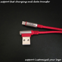 Pengisian daya Cepat kabel USB mikro Android V8 paduan seng 90 derajat sudut kanan kustomisasi Gratis