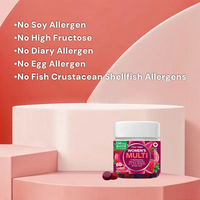 Gummies multivitaminées pour femmes adultes OEM, vitamines C, D, E, zinc, favorisent la santé des cheveux et des ongles, 60 gummies, saveur naturelle de baies, sans gluten