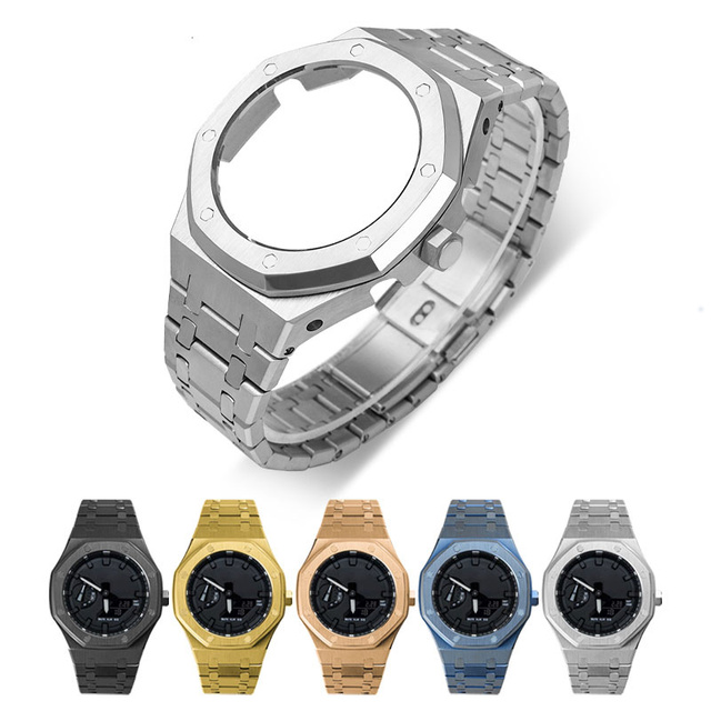 Fashion Watch Band Mok Kit G-Shoc Kga 2100 A-P Watch Case Modification Stainless Steel Watch Strap Accessories