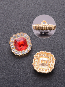 Oem Sang Trọng Mô Hình Hình Chữ Nhật Kẽm Hợp Kim May Phụ Kiện Cao Cổ Điển Fancy Rhinestone Nút Mạ Ngọc Trai Cho Hàng May Mặc - Product Image 6