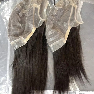 Entrega durante la noche Natural negro transparente sin pegamento PU encaje completo recto peluca gorra cabello humano europeo para alopecia - Product Image 1