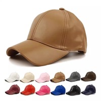 Gorras de Béisbol de Cuero PU con Logotipo Personalizado, Color Sólido, Ajustables, Casuales, para Exteriores, Protección Solar, Gorra de Camionero, Estilo Hip Hop