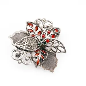 Personalized Retro Vintage Broche Rhinestone Brooches Metal Flower Brooch Pin Women