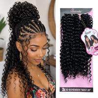 Superbe lot de 3x tresses Bohemia Twist de 20 pouces, 36 mèches/paquet, fibres premium pour crochet, douces et rebondissantes