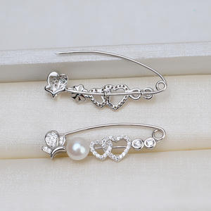 Boucles d'oreilles en argent S925 avec aiguille droite et feuille, avec 10-13 perles, accessoires faits à la main pour cheveux, broches de mode, plateau JG5136 - Product Image 2