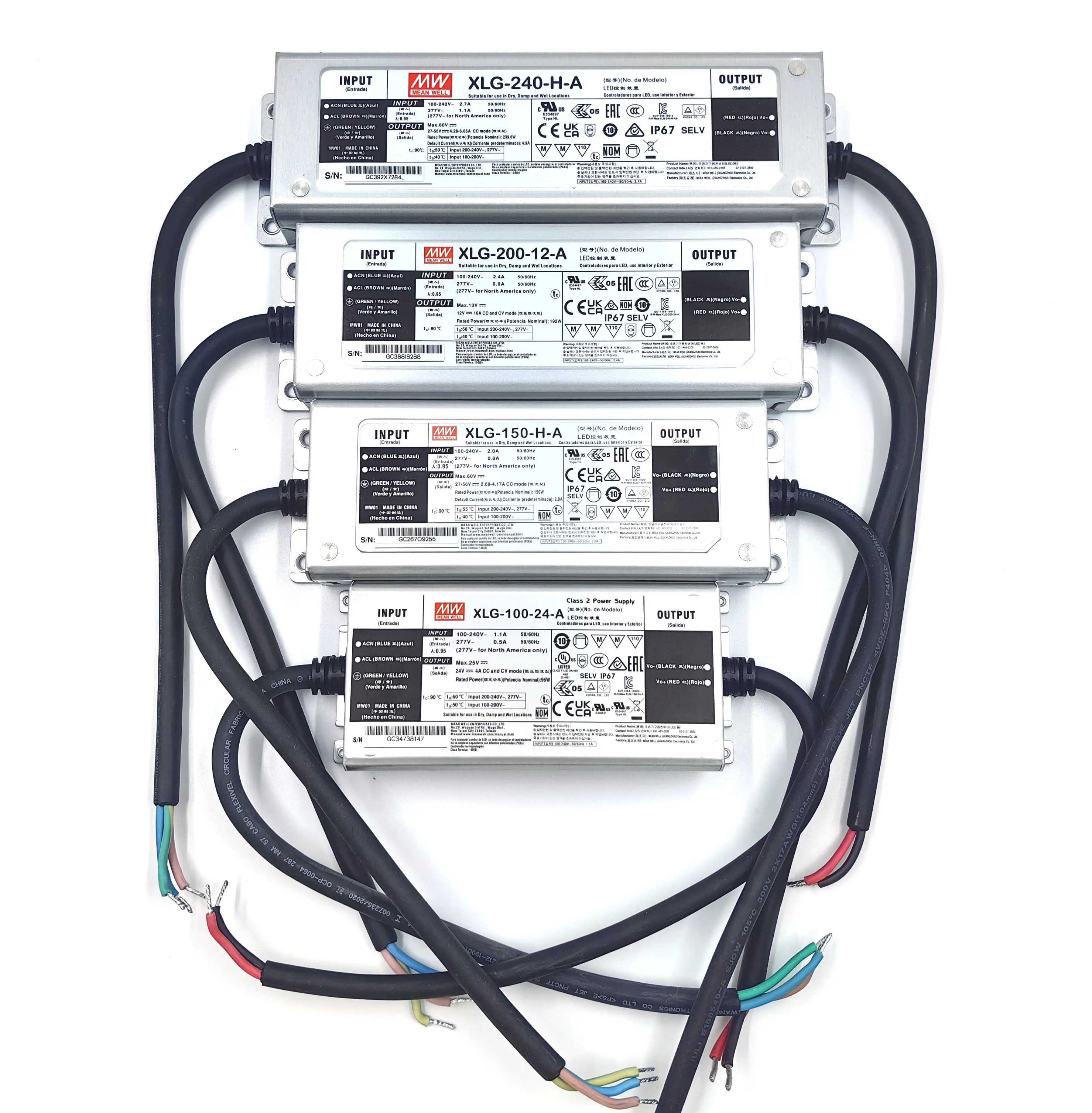 מינוואל XLG מיתוג ספק כוח 100W 150W 200W 240W 320W עמיד למים לד דרייבר Led ספק כוח 12V 24V