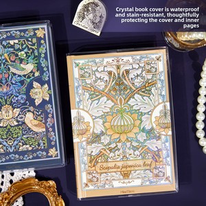 Quaderno A5 con Copertina Rigida in Cristallo Serie Maurice Stampa Vintage Dorata per Studenti con Pagine a Righe e Segnalibro Regalo - Product Image 3