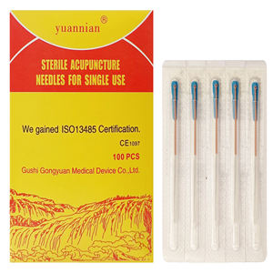 Pegangan tembaga jarum kering 100 buah paket kertas dialisis grosir jarum akupunktur steril dengan tabung - Product Image 3