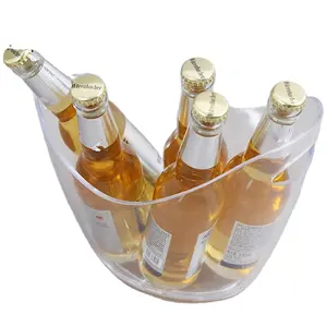 İçecekler ve partiler için şeffaf akrilik 3.5 litre plastik küvet buz kovası şarap soğutma kovası