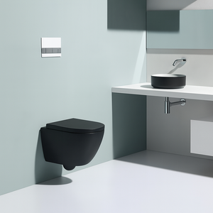 European Sanitary Ware Suite Matte <strong>Black</strong> Wall Hung <strong>Toilet</strong> and Ceramic Bidet Wall Mount Commode Bidet Set - Product Image 4