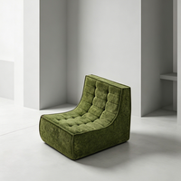 Fauteuil de salon modulaire moderne en tissu vert sans accoudoirs pour hôtel, appartement, salon, une place, compression sous vide, haute densité