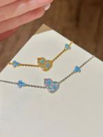 Bracelet en argent 925, nouveau style chinois, motif fleur bleue et gourde, pour femme, collection 2026, accessoire haut de gamme frais et élégant