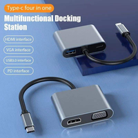 Computer Hardware Software 4K 4 in 1 USB 3.0 Type c to hdmi Vga Converter Hub USB C to HDMI VGA Adapter