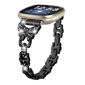 Listensmartラグジュアリーファッションスマートストラップバタフライステンレス鋼、Fitbit Versa4バンド用ダイヤモンドウォッチバンド付き - Product Image 2