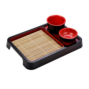 Bandeja japonesa de <span class=keywords><strong>Soba</strong></span> para Fideos, Plato cuadrado para servir <span class=keywords><strong>Sushi</strong></span> con taza de inmersión y platillo para cocina, restaurante y casa - Product Image 1
