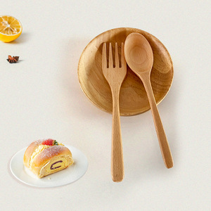 Wooden Spoon Fork Set Round Shape For Picnic And Outdoor Use - Product Image 4