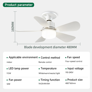 Ventiladores de techo LED modernos, pequeño Control remoto eléctrico, atenuación, Bombilla portátil E27, enchufe de baño, luz de ventilador con Control remoto - Product Image 4
