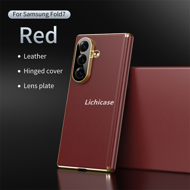 Lichicase Full Protection Premium Leather Material Lens Covering Phone Cover for Samsung Z Fold 7 Stylished Case Cover
