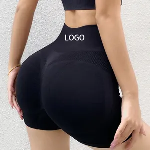 Benutzer definierte Stretchy Fashion Gym Laufen Fitness Kurze Sport Kompression Hohe Taille Yoga Nylon Shorts Für Frauen