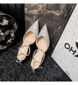 7.5 cm or argent bout pointu talon haut paillettes diamant talons scintillants chaussures de bal Stiletto mariage talons de mariée chaussures pour femmes - Product Image 4