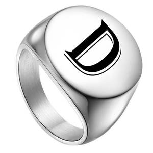 Custom <strong>Signet</strong> <strong>Ring</strong> Stamp Male Band Stainless Steel Letters Custom Jewelry <strong>Rings</strong> Gift for <strong>Men</strong> - Product Image 2