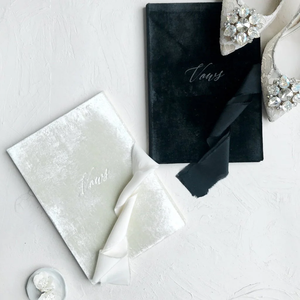 Sổ tay bìa nhung cao cấp, chủ đề màu sắc cưới sang trọng, trang giấy kẻ dòng, kèm ruy băng lụa, dùng để ghi lời thề. - Product Image 3