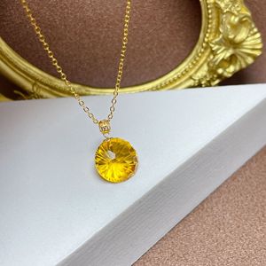 Collar con colgante de solitario de citrino Natural personalizado INS S925 plata 12mm joyería de piedras preciosas de corte milenario especial para regalo - Product Image 4