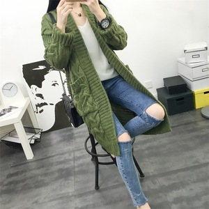 Suéter Abrigo de <span class=keywords><strong>Mujer</strong></span> Otoño <span class=keywords><strong>Invierno</strong></span> 2025, Versión Coreana, Holgado, Color Sólido, Cárdigan <span class=keywords><strong>Largo</strong></span> de Punto, Chaqueta Cálida - Product Image 2