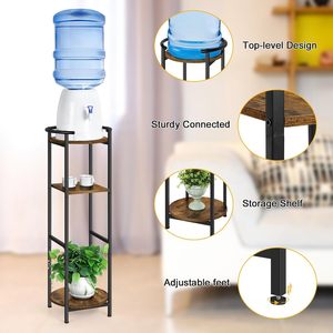 <b>Black</b> wrought iron water bottle storage rack with <b>shelves</b>, living room water dispenser <b>bracket</b>, product storage rack and - Product Image 2