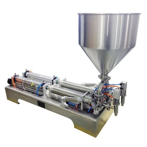 Machine de remplissage de confiture de bouillie de pâte visqueuse liquide à piston pneumatique semi-automatique à 2 buses - Product Image 1