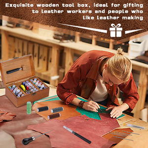 大きな目のステッチ針付きレザーソーイングツール、ワックス糸、DIYレザークラフト用レザーステッチングキット - Product Image 6